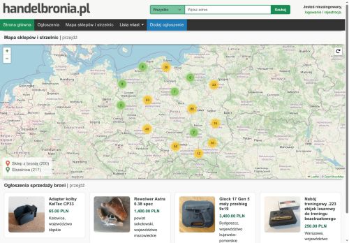 Ogłoszenia sprzedaży broni, mapa strzelnic, mapa sklepów z bronią Ogłoszenia sprzedaży broni, mapa strzelnic, mapa sklepów z bronią