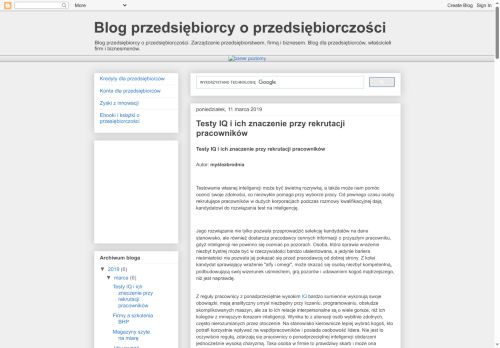 Blog przedsiębiorcy o przedsiębiorczości