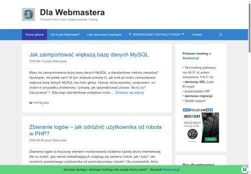 Dla webmastera, blog webmasterski