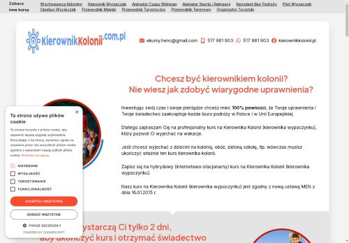 Kursy ONLINE na i dla Kierowników Koloni! Uzyskaj swoj certyfikat!
