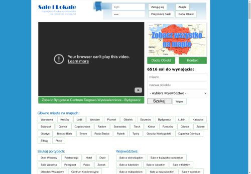 Saleilokale jest to serwis z salami do wynajęcia na Wesela, Komunie