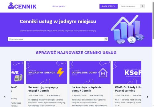 WyCENNIK, Cenniki i rankingi wykonawców